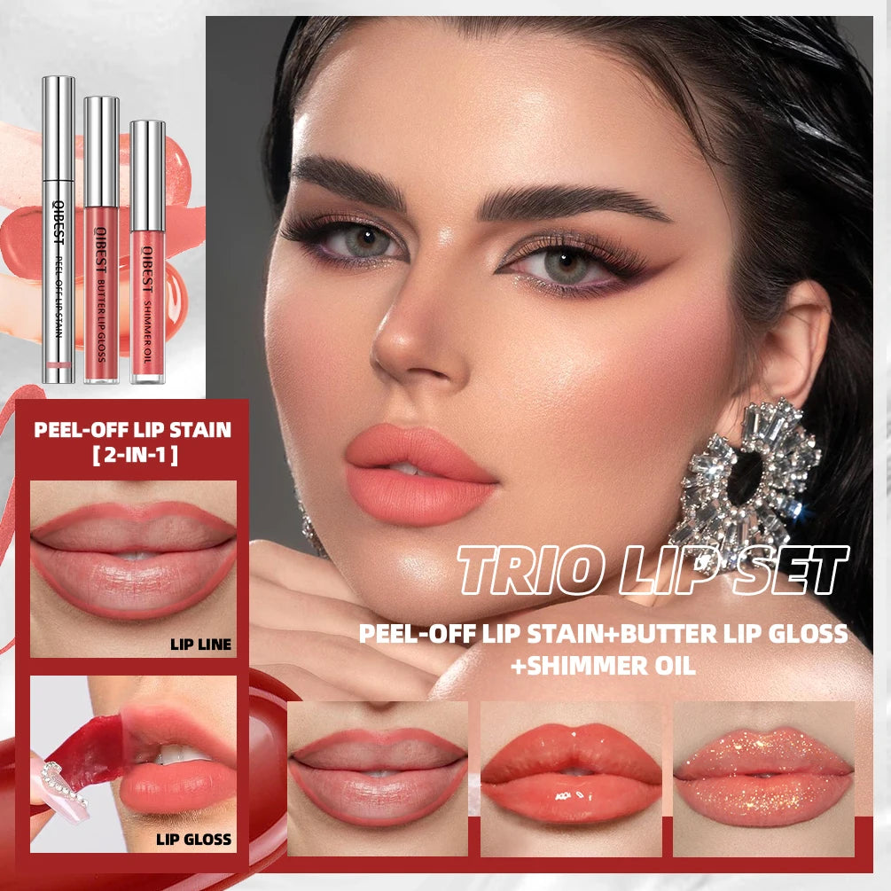 QIBEST Multifunctional Lip Makeup Kits Peel Off Lip Stain,Lip Glaze,Shimmer Lip Oil Balm Lasting Lipgloss Tint Colorful Cosmetic Peaceful Pleasures Health and Wellness