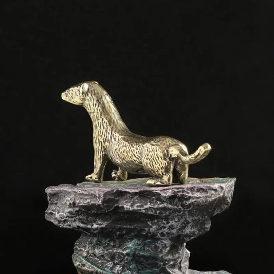 Otter Antique Bronze Statue | Solid Copper Figurine Desk Decor Copper Animal Figurine Peaceful Pleasures Health and Wellness