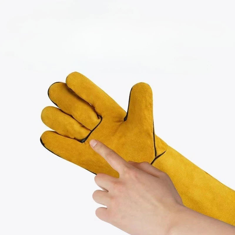 Long Leather Welding Gloves – Double-Layer Heat Resistant