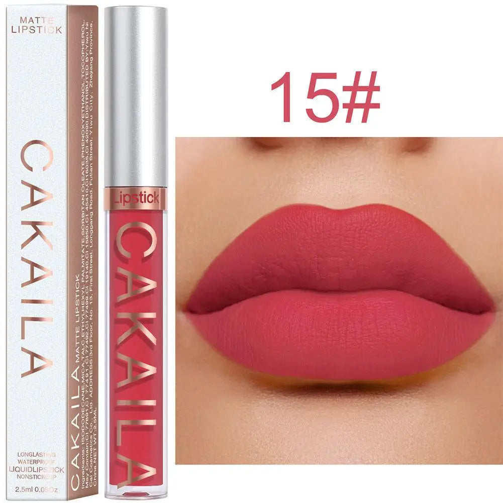 CAKAILA Velvet Matte Liquid Lipstick – Long-Lasting Waterproof Nude & Red Lip Gloss | 18 Colors 2.5ml Peaceful Pleasures Health and Wellness 15