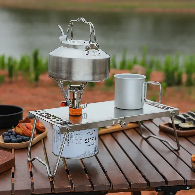 Outdoor Portable Mini Tea Table Stainless Steel Splicing Folding Barbecue Table Multifunctional Camping Grill Tea Dual Use Table Peaceful Pleasures Health and Wellness