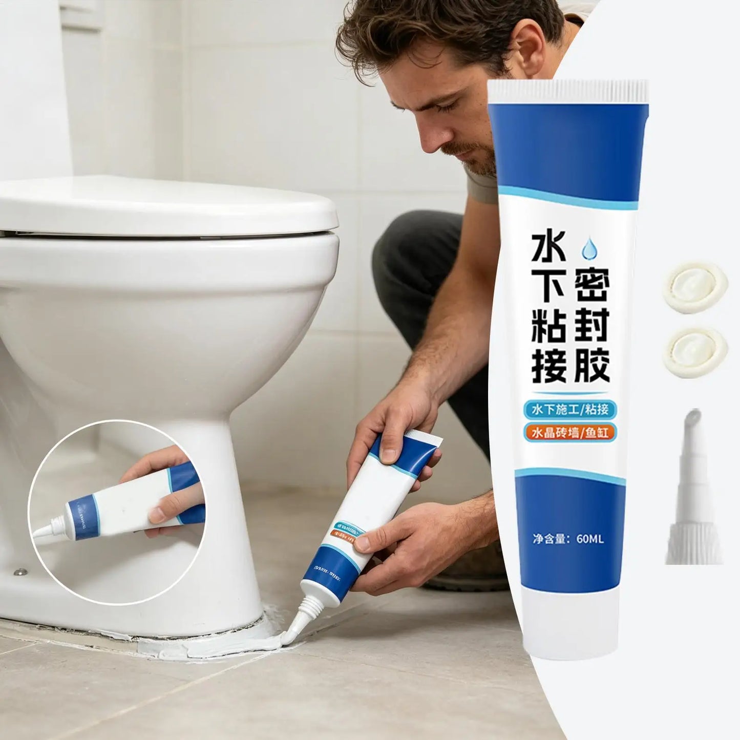 60ml Aquarium Sealant Underwater Repair Bonding For Fish Tank Pond Fountain, Waterproof Crack Filler, Marine & Bathroom Peaceful Pleasures Health and Wellness