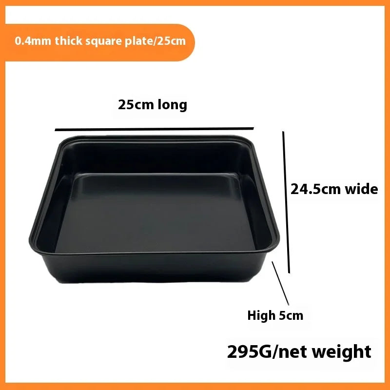 Kitchen Nonstick Rectangular Carbon Steel Roasting Pan | Rustproof Baking Tray for Bread Cake Professional Utensils Carbon Steel Peaceful Pleasures Health and Wellness black 25cm