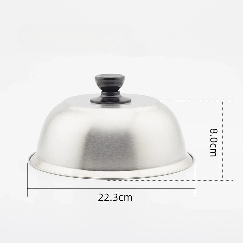 Stainless Steel Round Cheese Melting Dome Lid Cover for Frying Pan Barbecue Burgers Sandwiches Steak Cookware Peaceful Pleasures Health and Wellness 22cm