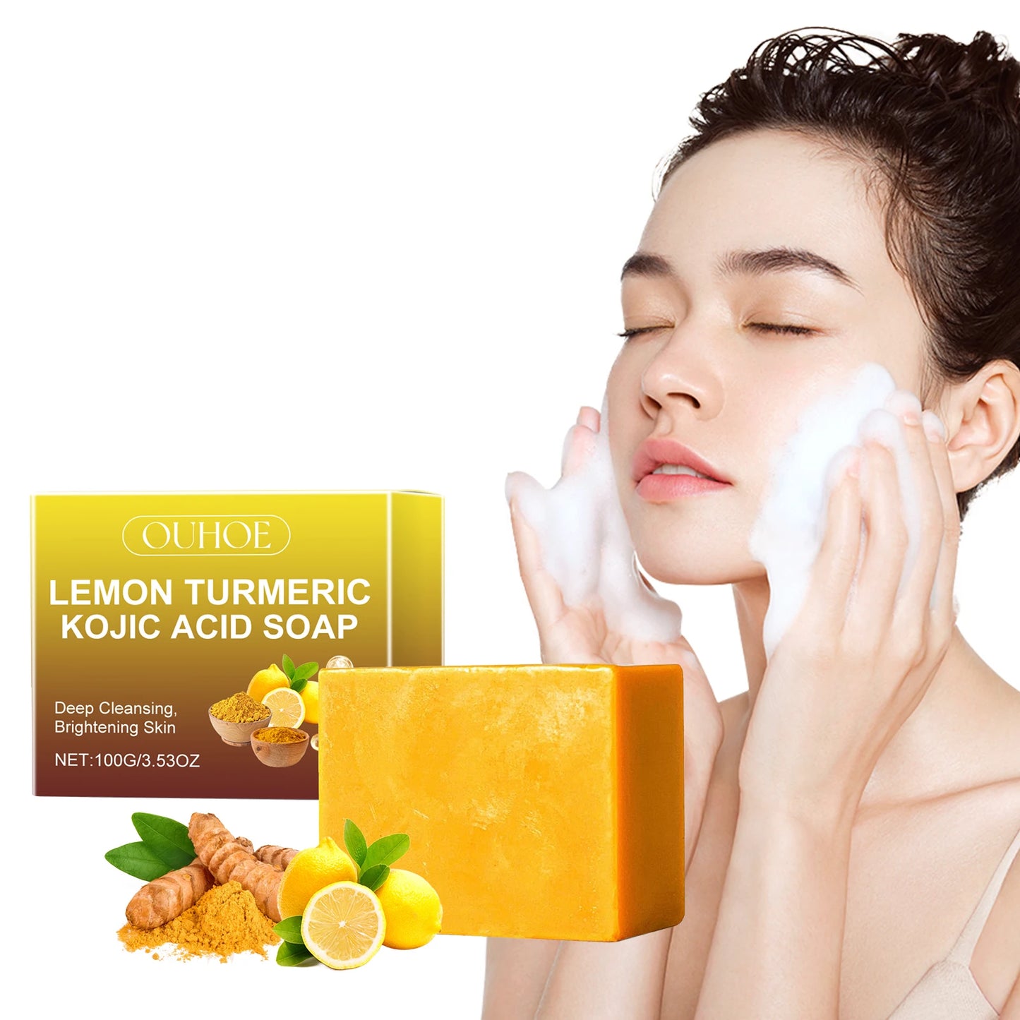Lemon Turmeric Kojic Acid Brightening Soap Bar – 100g