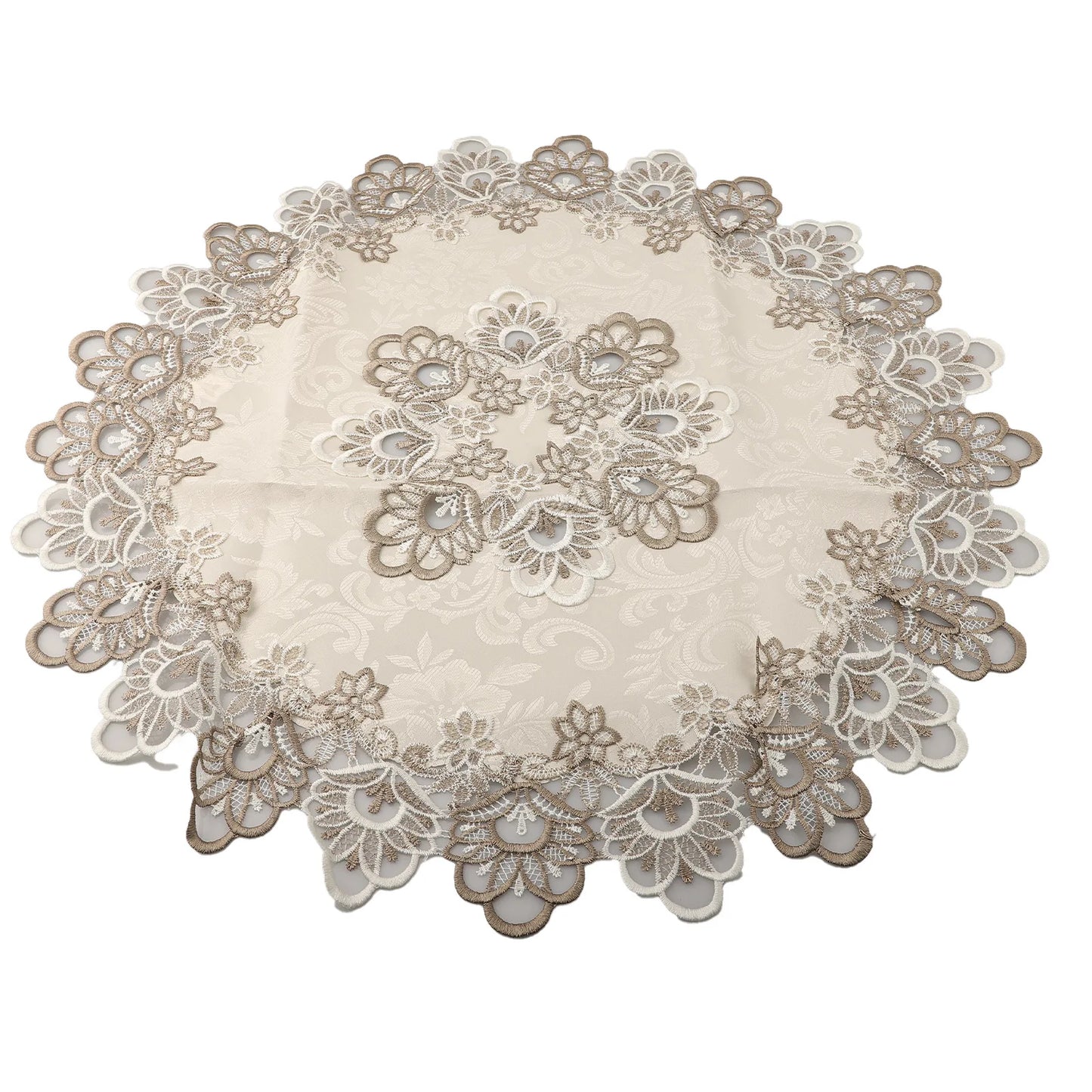 Round Tablecloth Lace Floral Table Cover Dustproof Home Festival