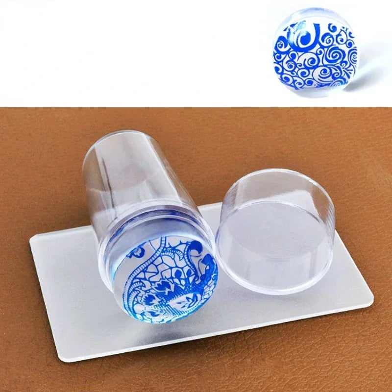 6-Piece Nail Art Stamping Kit – Silicone Stamper & Scraper