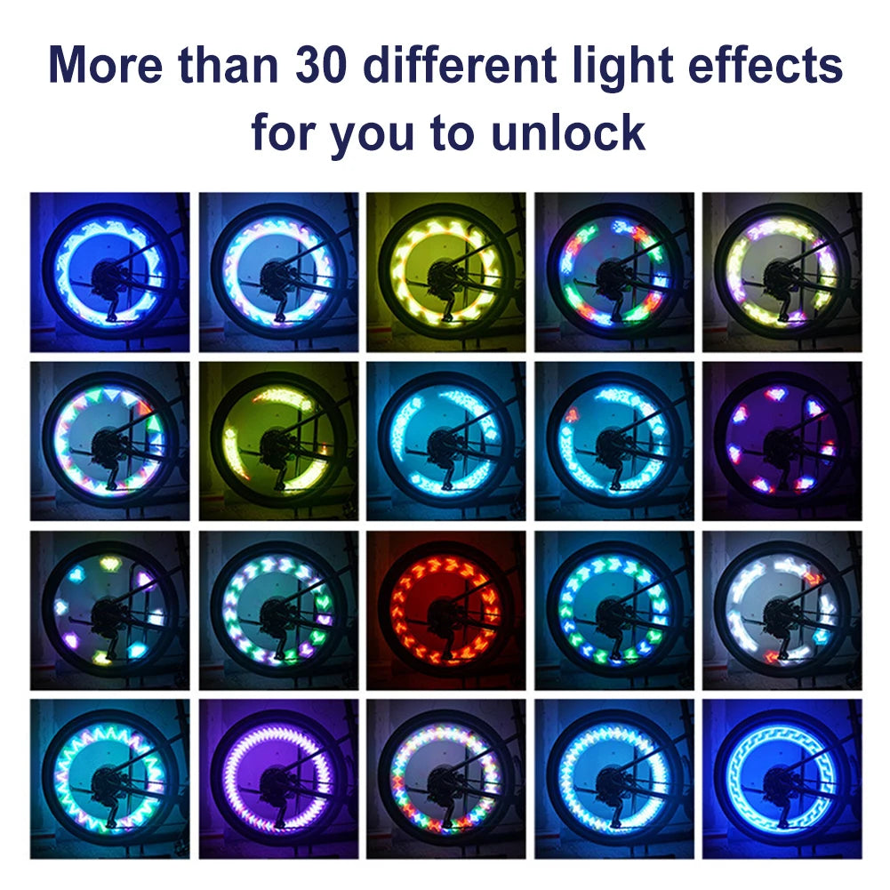 Solar LED Colorful Bike Wheel Light USB Rechargeable Bicycle Spoke Light Smart Sensing Bike Tire Safety Light for Night Riding Peaceful Pleasures Health and Wellness