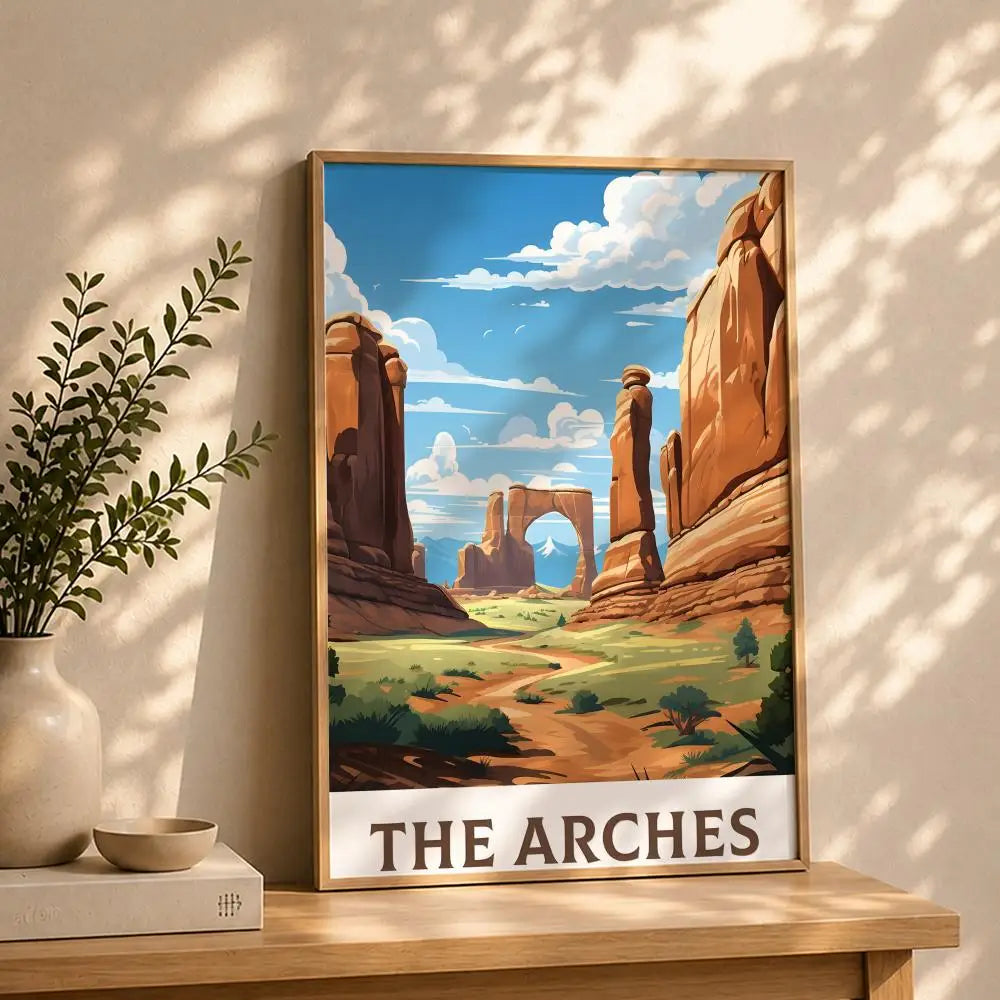 Scenery A-Arches National ParkS Poster HD Self Adhesive Waterproof Wall Art Ideal for Home Office Dorm Bedroom Great Gift Peaceful Pleasures Health and Wellness White4 30X40cmNoframe
