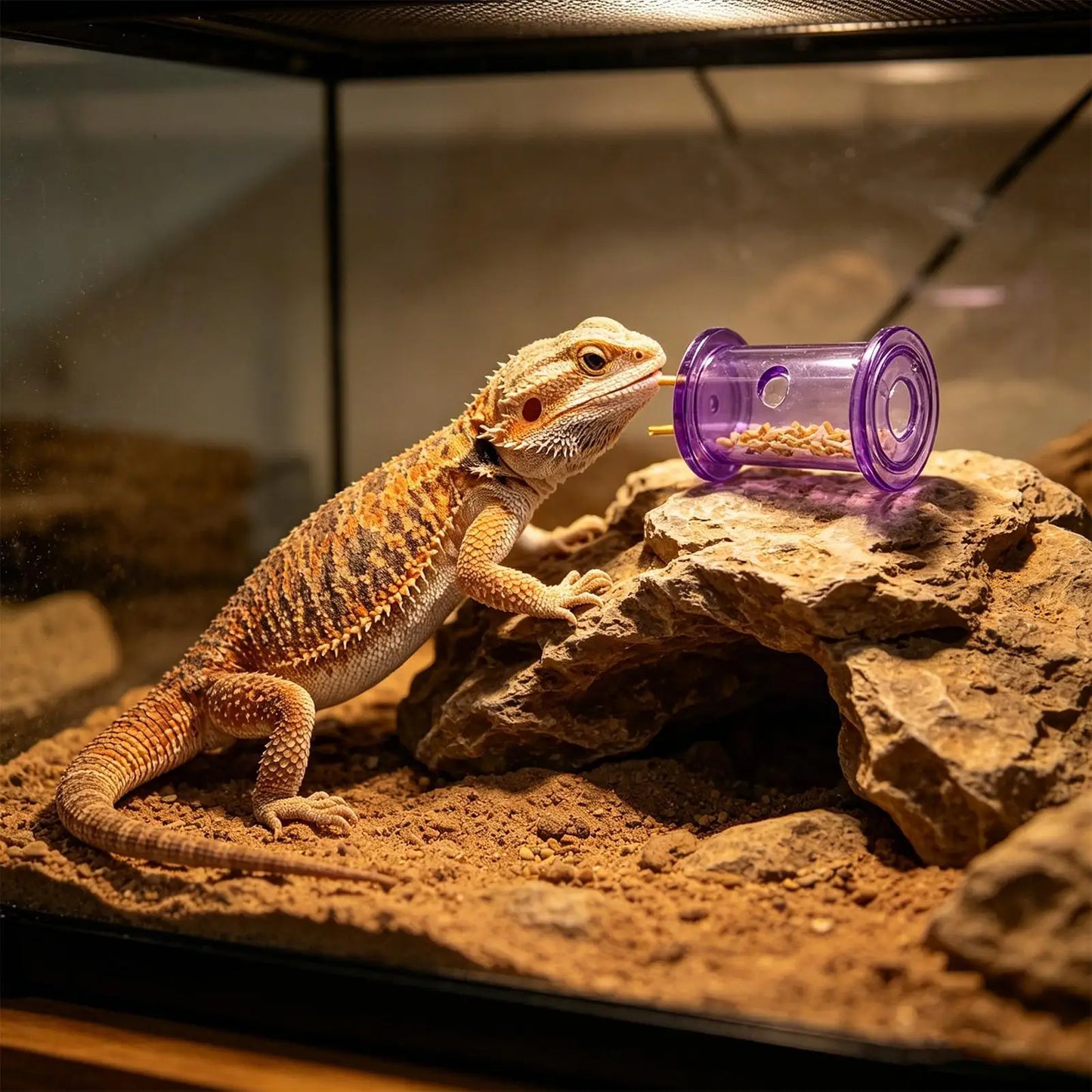 Reptile Slow Feeder Rolling Cylinder Toy | Bearded Dragon & Bird
