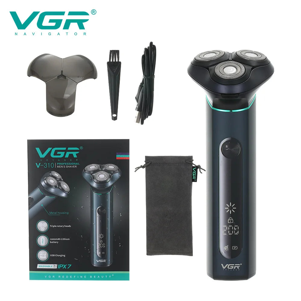 VGR 310 Electric Shaver Rotary 3D Floating Razor Waterproof Men's Shaving Machine Professional Beard Trimmer USB Rechargeable Peaceful Pleasures Health and Wellness 310 usb