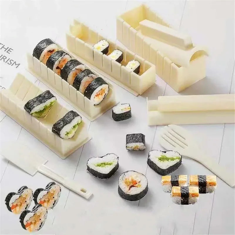 Sushi Making Kit Japanese Rice Ball Cake Roll Mold DIY Home Sushi Making Tool Plastic Kitchen Sushi Maker Tools Set Peaceful Pleasures Health and Wellness