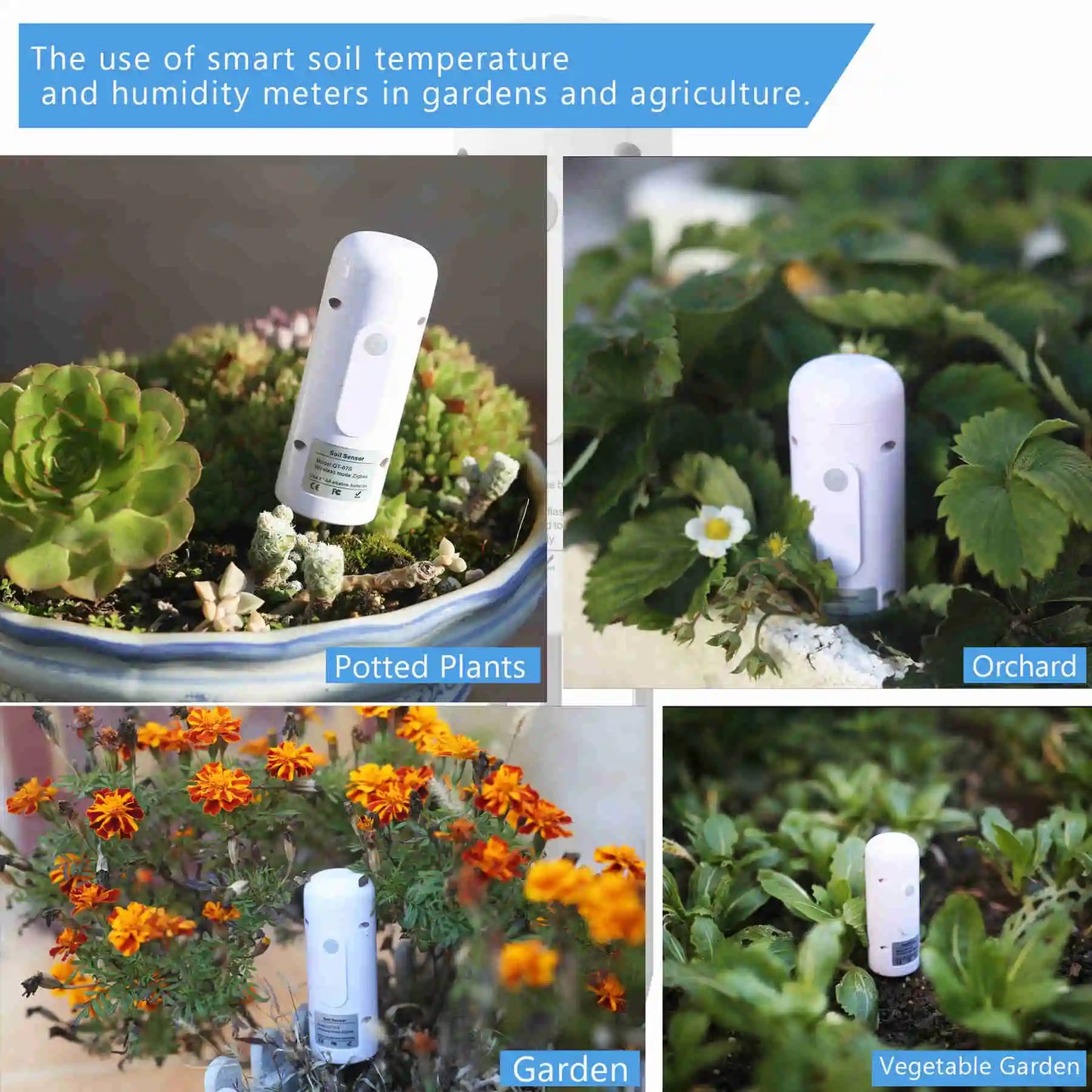 Tuya Zigbee Wireless Soil Intelligent Temperature Humidity Tester Mobilephone APP Real Time IP67 for Garden Farmland Planting Peaceful Pleasures Health and Wellness