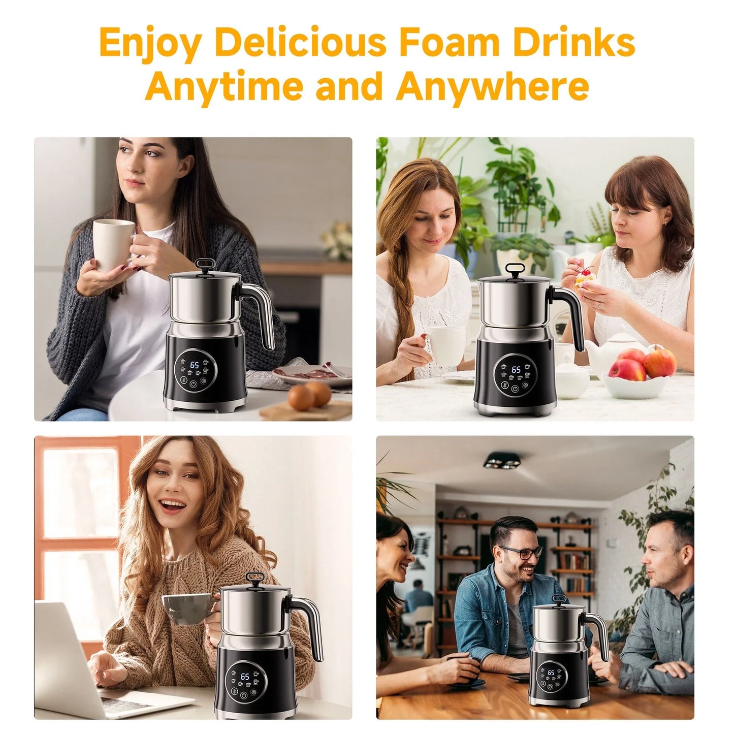 GUOHE 6-in-1 Electric Milk Frother & Steamer 1.2L | Hot & Cold