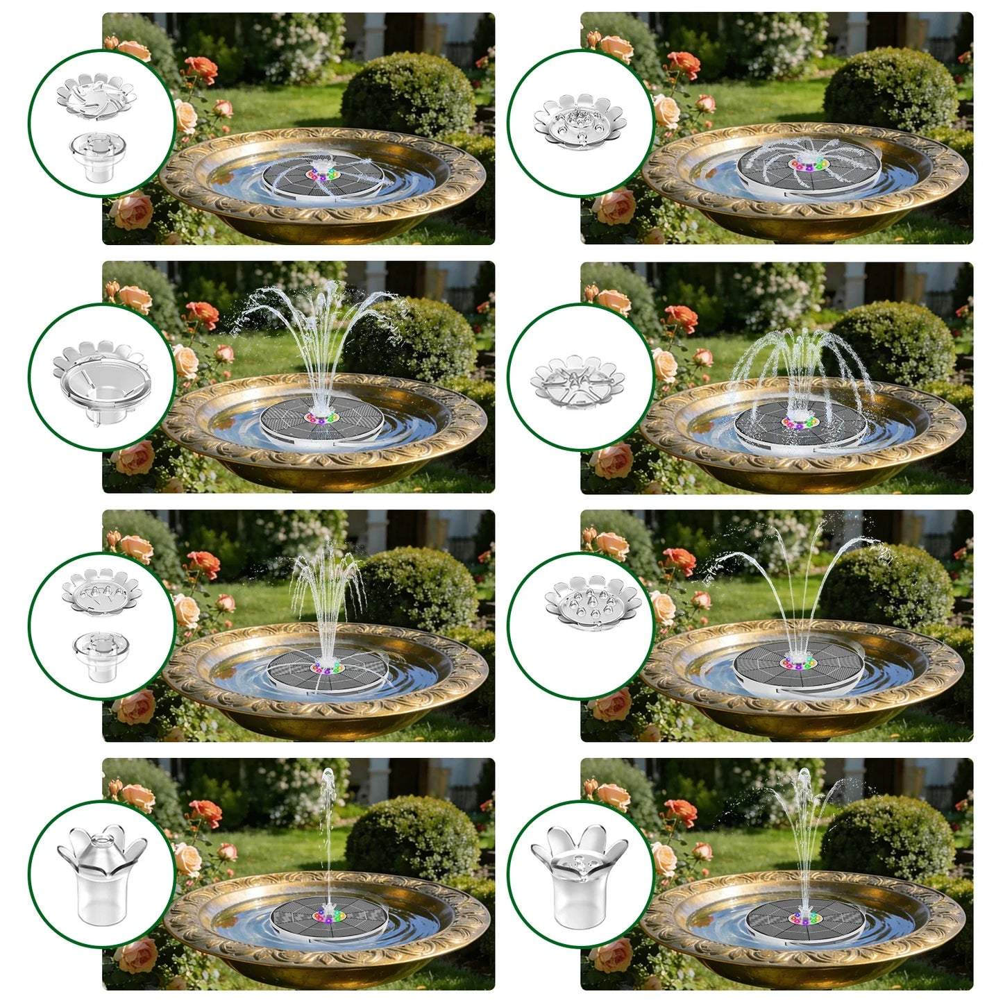 6.5W Solar Bird Bath Fountain Pump – LED Lights & Battery
