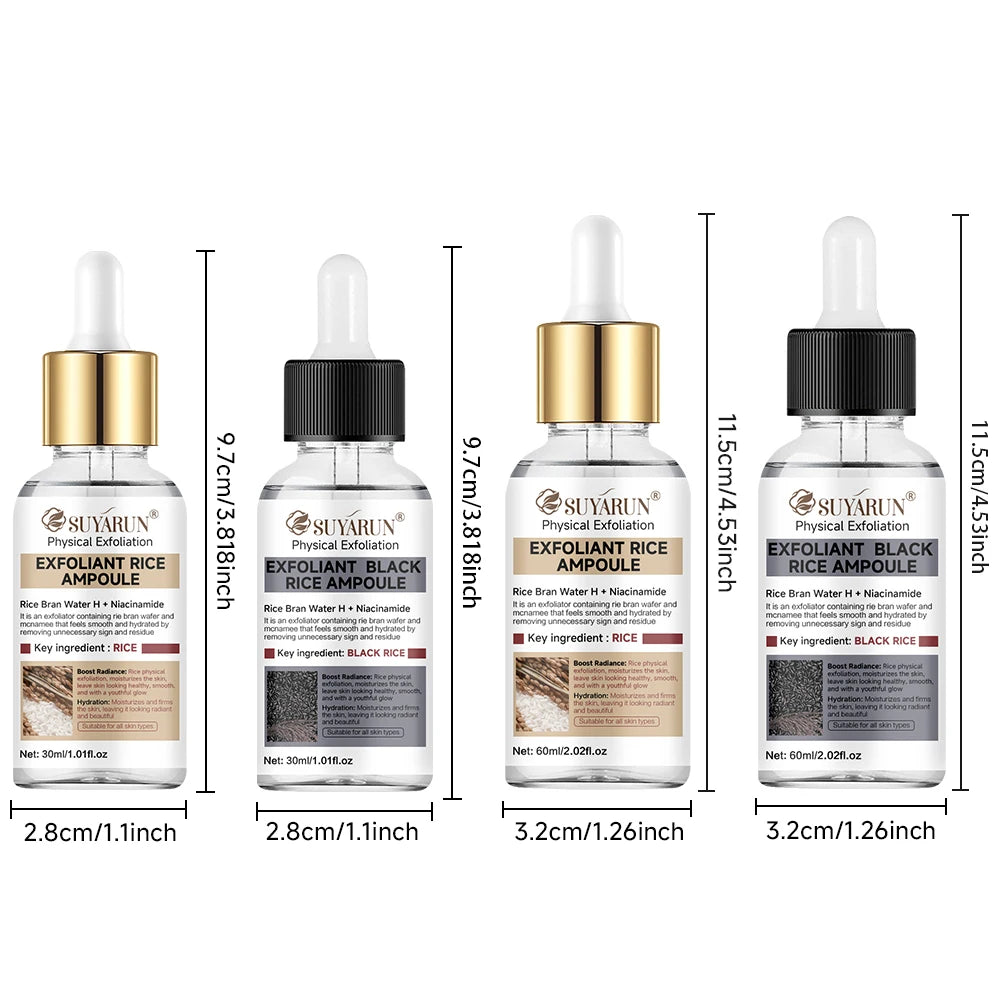 SUYARUN Rice & Black Rice Scrub & Serum Duo - Natural Exfoliating Kit for Face/Body | Pore Cleansing + Brightening Skincare Set. Peaceful Pleasures Health and Wellness