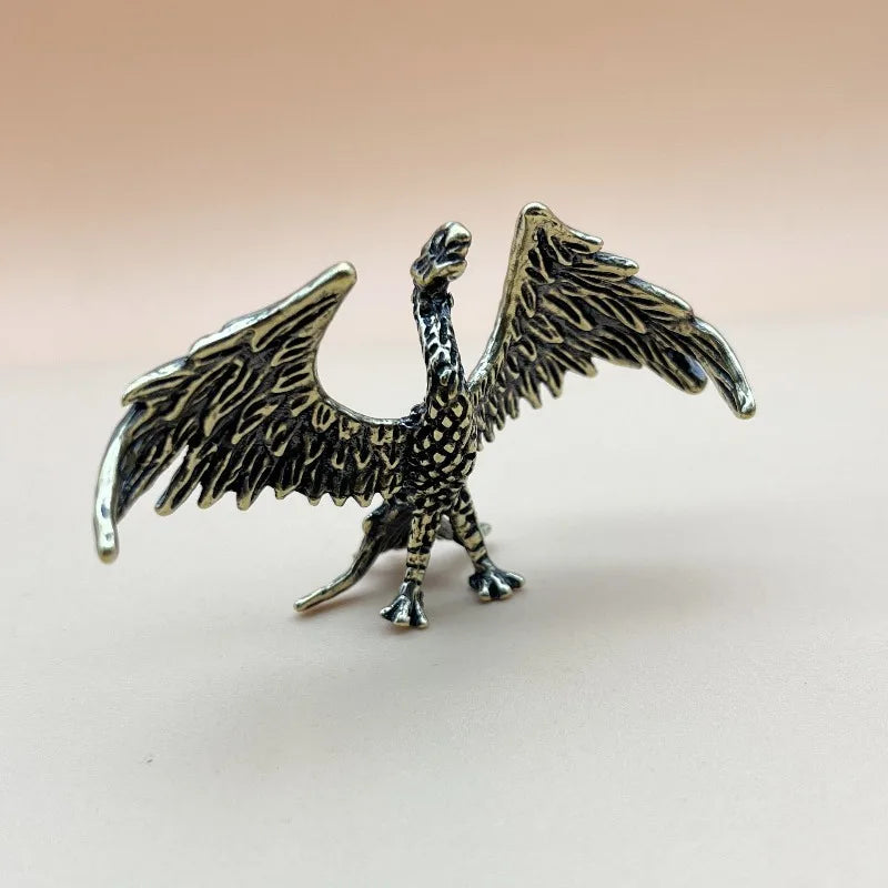 Retro Solid Brass Creative Crafts Soaring Phoenix Figurines Miniature Funny Decor Craft Collection Desktop Ornaments Home Decor Peaceful Pleasures Health and Wellness Fire Phoenix