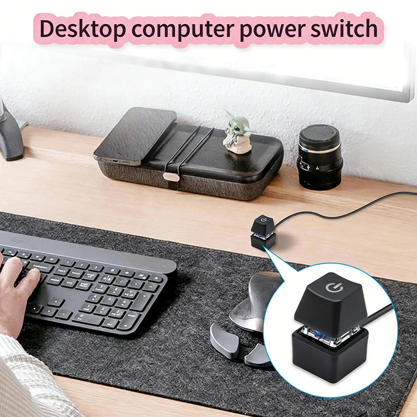 Desktop PC External Power Switch Blue LED Button Remote On/Off Extension Cable for Computer Case Home Office Peaceful Pleasures Health and Wellness