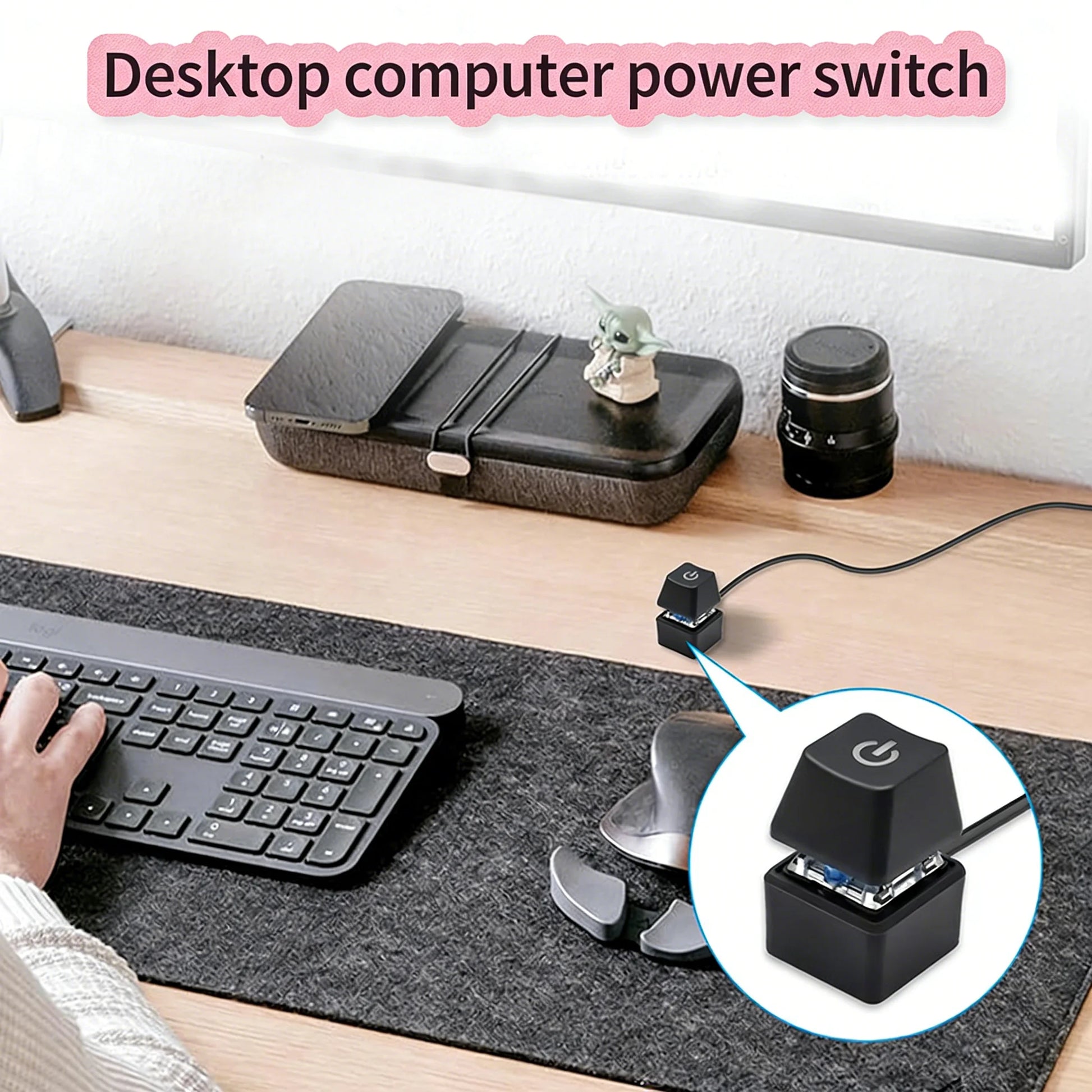 Desktop PC External Power Switch Blue LED Button Remote On/Off Extension Cable for Computer Case Home Office Peaceful Pleasures Health and Wellness