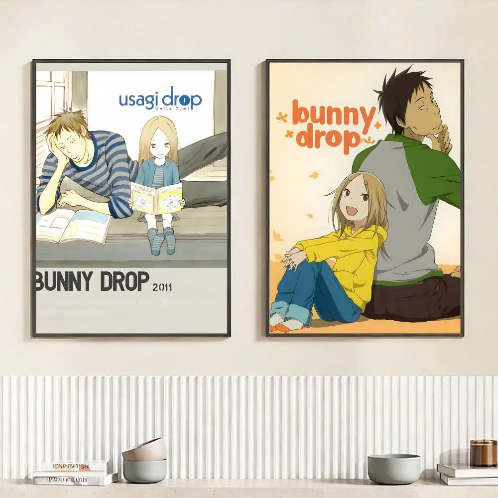Anime U-Usagi Drop Poster HD Self Adhesive Waterproof Wall Art Ideal for Home Office Dorm Bedroom Great Gift Peaceful Pleasures Health and Wellness