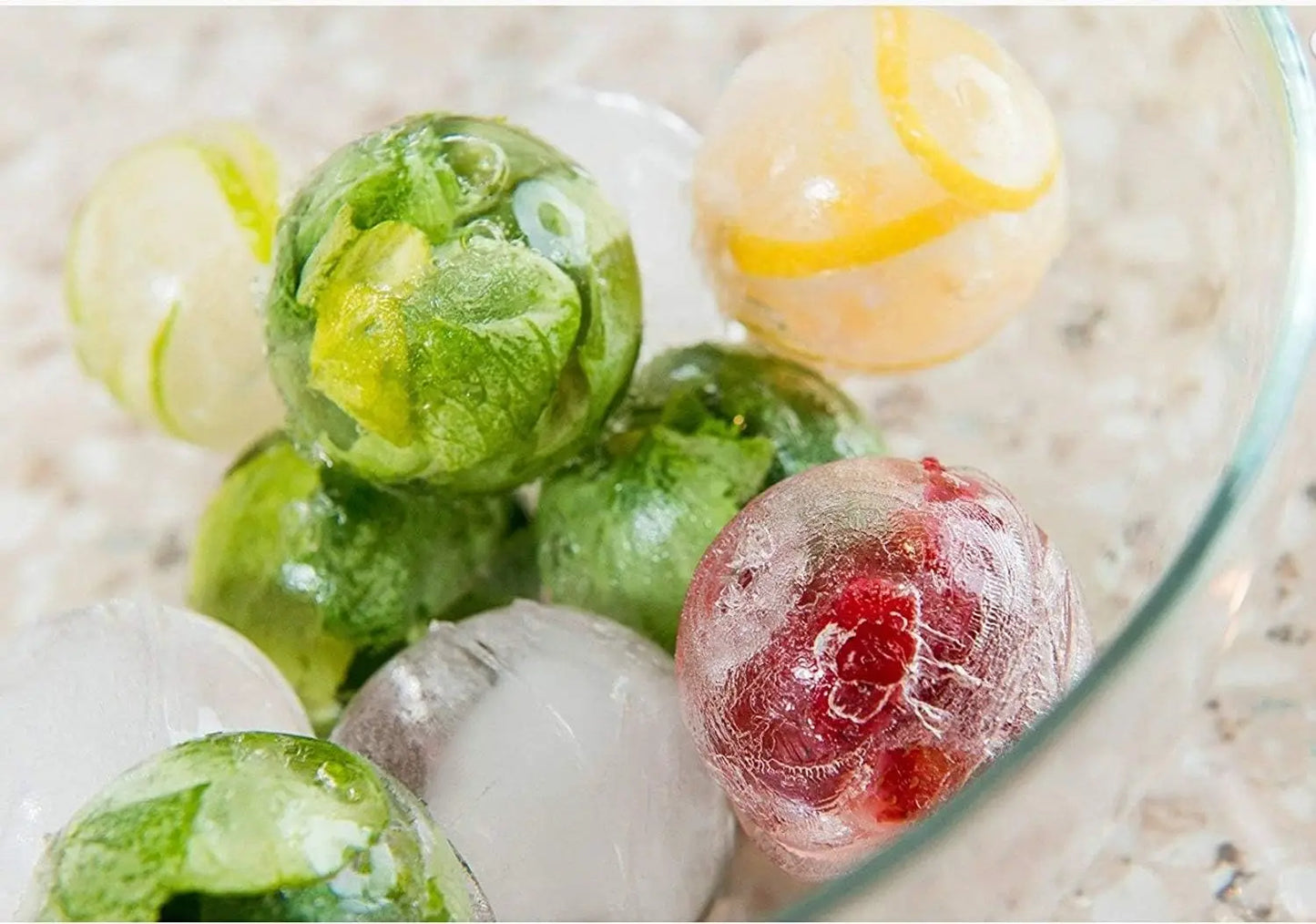 Ice Molds-Silicone Cube Tray With Lid-Easy Fill Release Ice Maker-Great Parties Events Whiskey Beverage Chilling Balls Sphere Peaceful Pleasures Health and Wellness