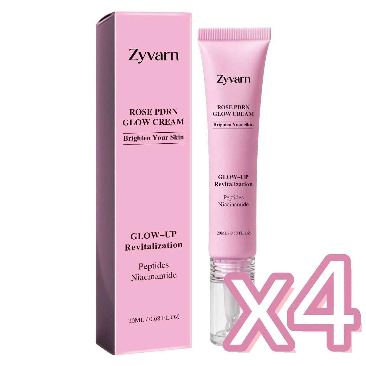 Pure Rose PDRN Glow Boost Cream Rejuvenating Long-lasting Hydration for Natural Radiant Skin Nicotinamide & Peptide Facial Cream Peaceful Pleasures Health and Wellness 20g Boxed x 4