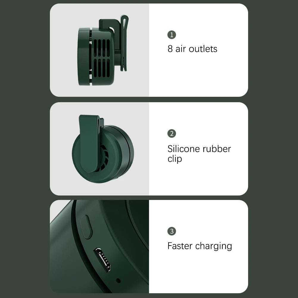 Mini Small Fan Cooling Fan Portable Rechargeable Fan Hanging Fan Multifunctional Waist Clip On Fan For Summer Outdoor Sports Peaceful Pleasures Health and Wellness