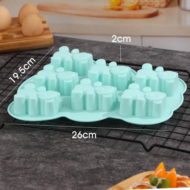 3D Lovely Bear Cake Mold Animal Cookie Silicone Mould For Chocolate Candy Kitchen Fondant Supplies Cupcake Topper Decorating Peaceful Pleasures Health and Wellness YH-511-Green