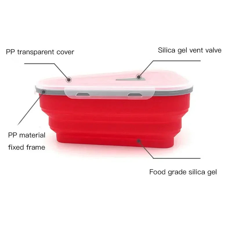 【Food Grade】Triangular Pizza Packaging Box Set | Collapsible Silicone Container with 5 Free Stackable Trays Peaceful Pleasures Health and Wellness