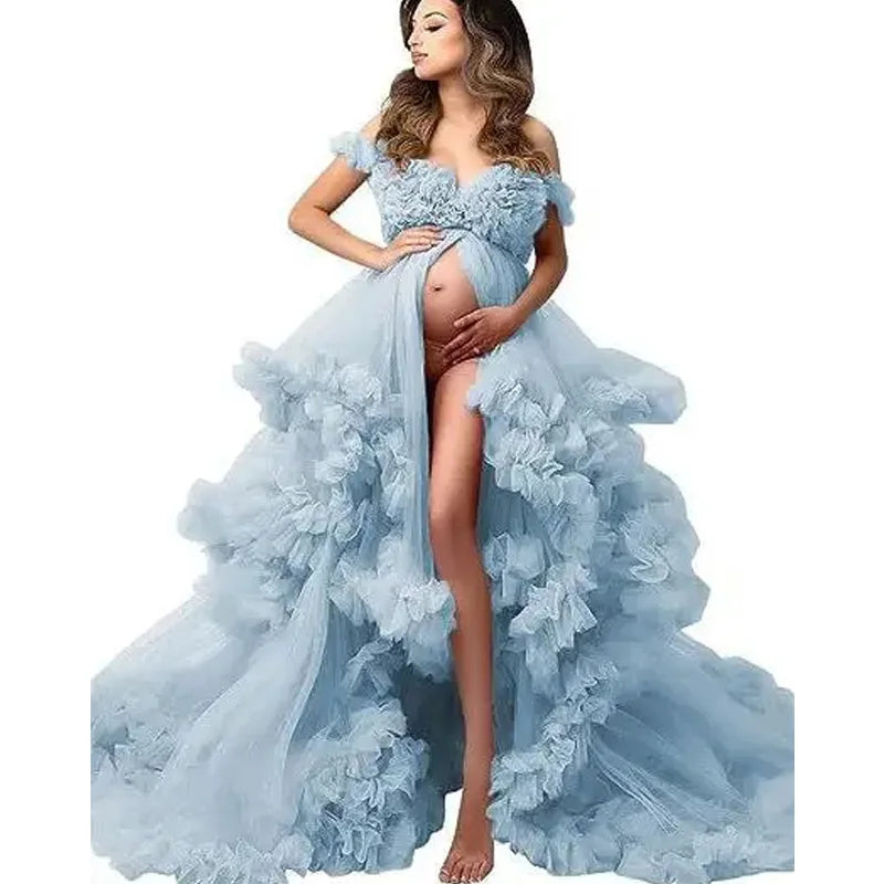 Split Flowy Maternity Photography Dress Photoshoot Baby Shower платье для беременных فساتين حوامل vestidos para embarazadas Peaceful Pleasures Health and Wellness