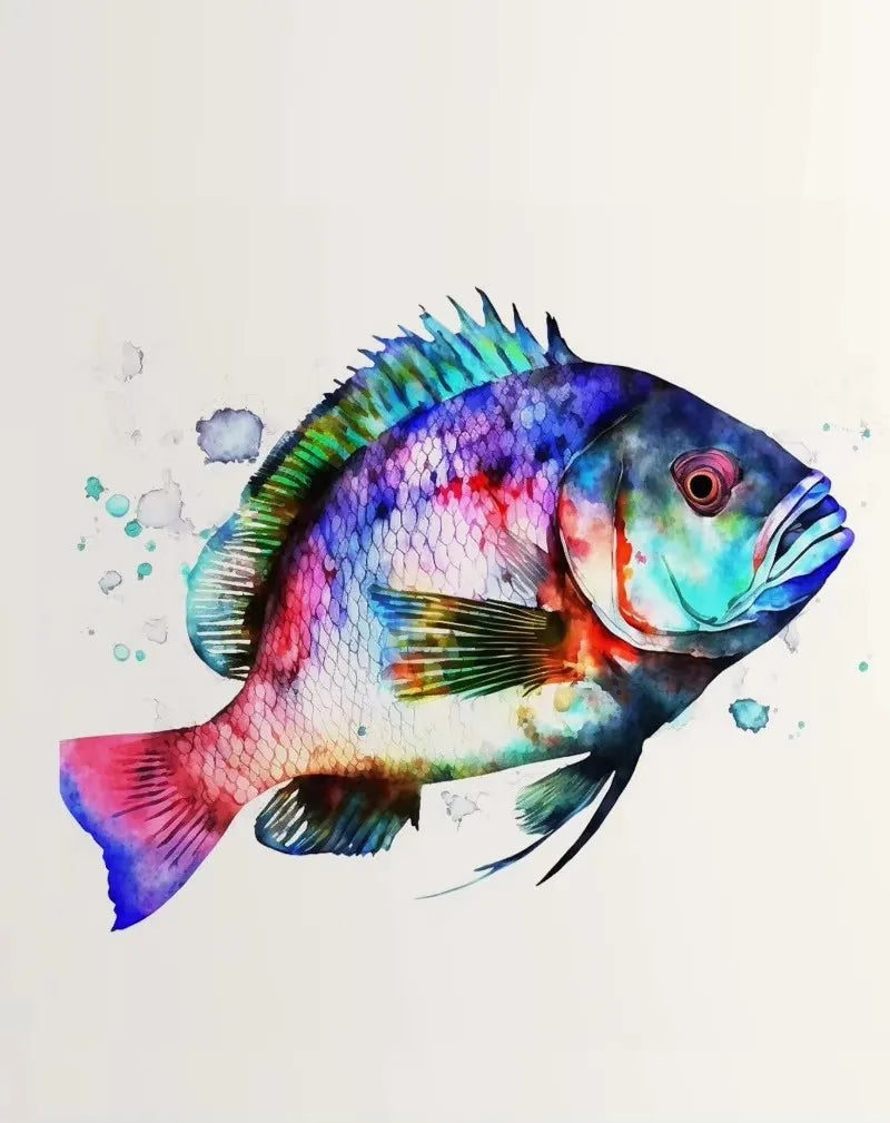 Deep Sea Watercolor Canvas Print – Ocean Creatures Wall Art