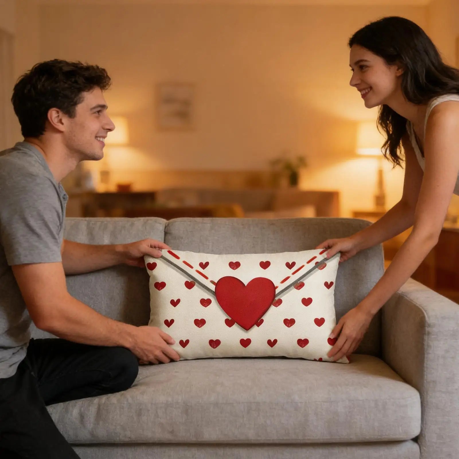 Pillow Case Red White Decorative Pillowcases Valentine's Day Envelope Throw Pillow Cover for Holiday Winter Home Bedroom Couch Peaceful Pleasures Health and Wellness