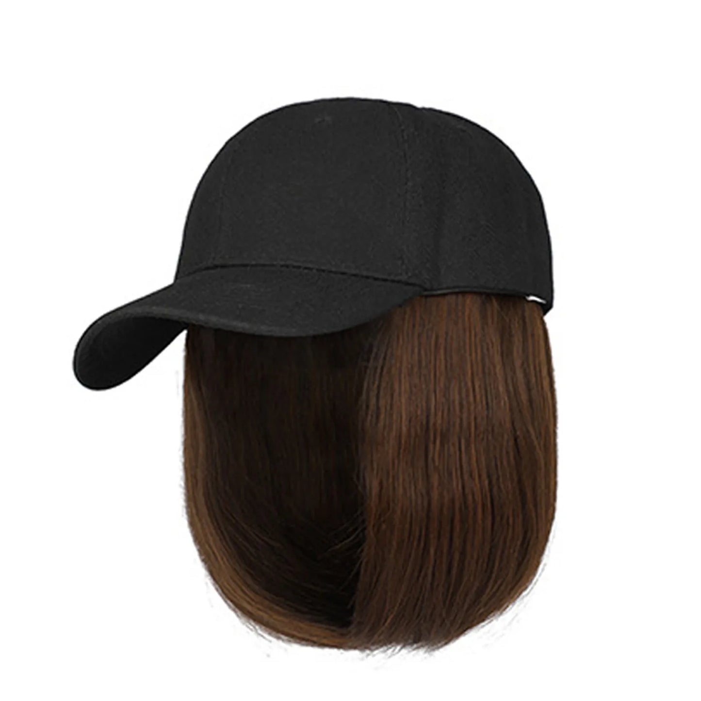 Baseball Cap Bob Wig Hat with Hair Extensions – Adjustable