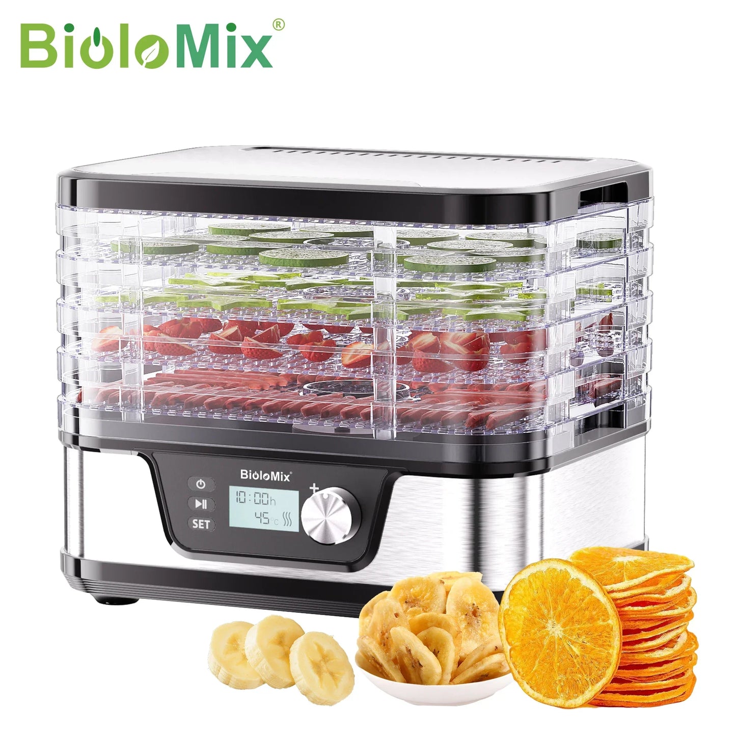 BioloMix 10L Food Dehydrator – 5 BPA-Free Trays, Digital Timer & Temp Control Kitchen Appliance Peaceful Pleasures Health and Wellness BFD1300 UK China Mainland|220V