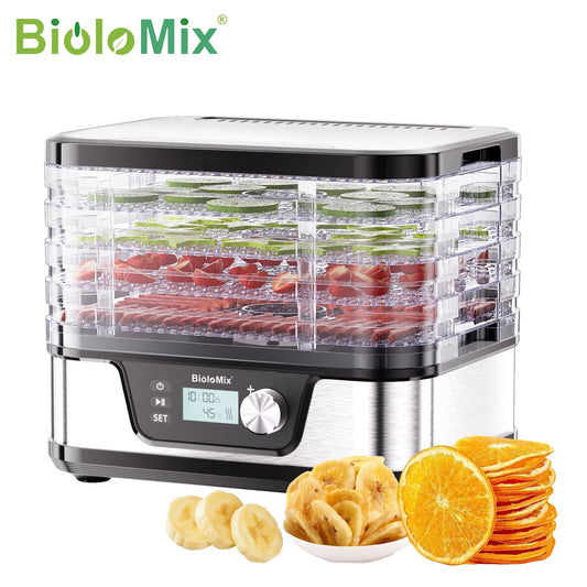 BioloMix 10L Food Dehydrator – 5 BPA-Free Trays, Digital Timer & Temp Control Kitchen Appliance Peaceful Pleasures Health and Wellness BFD1300 UK China Mainland|220V