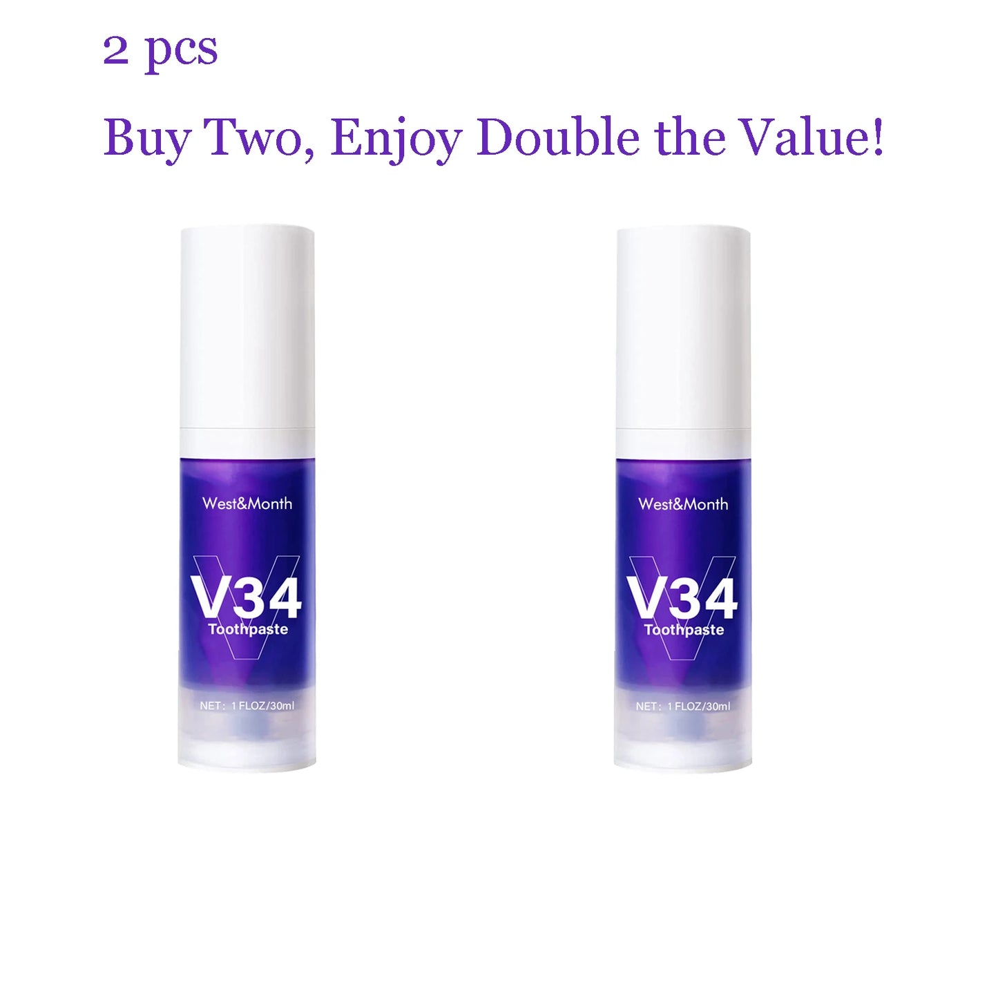 V34 Whitening Toothpaste | Remove Stains & Bad Breath, 30ml