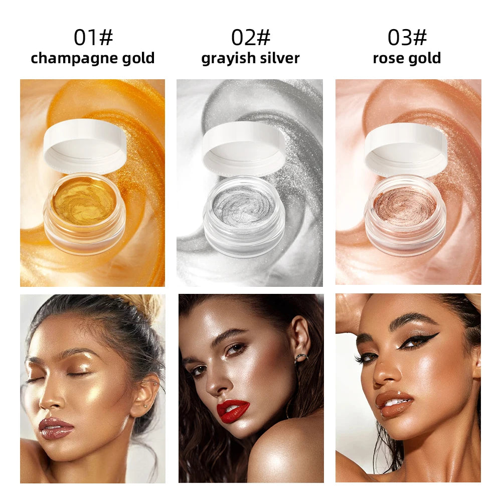 Sparkling Shimmer Highlighter Cream Gel Natural Pearlescent Glitter Face Contour Body Brighten Modify Outline Highlight Makeup Peaceful Pleasures Health and Wellness