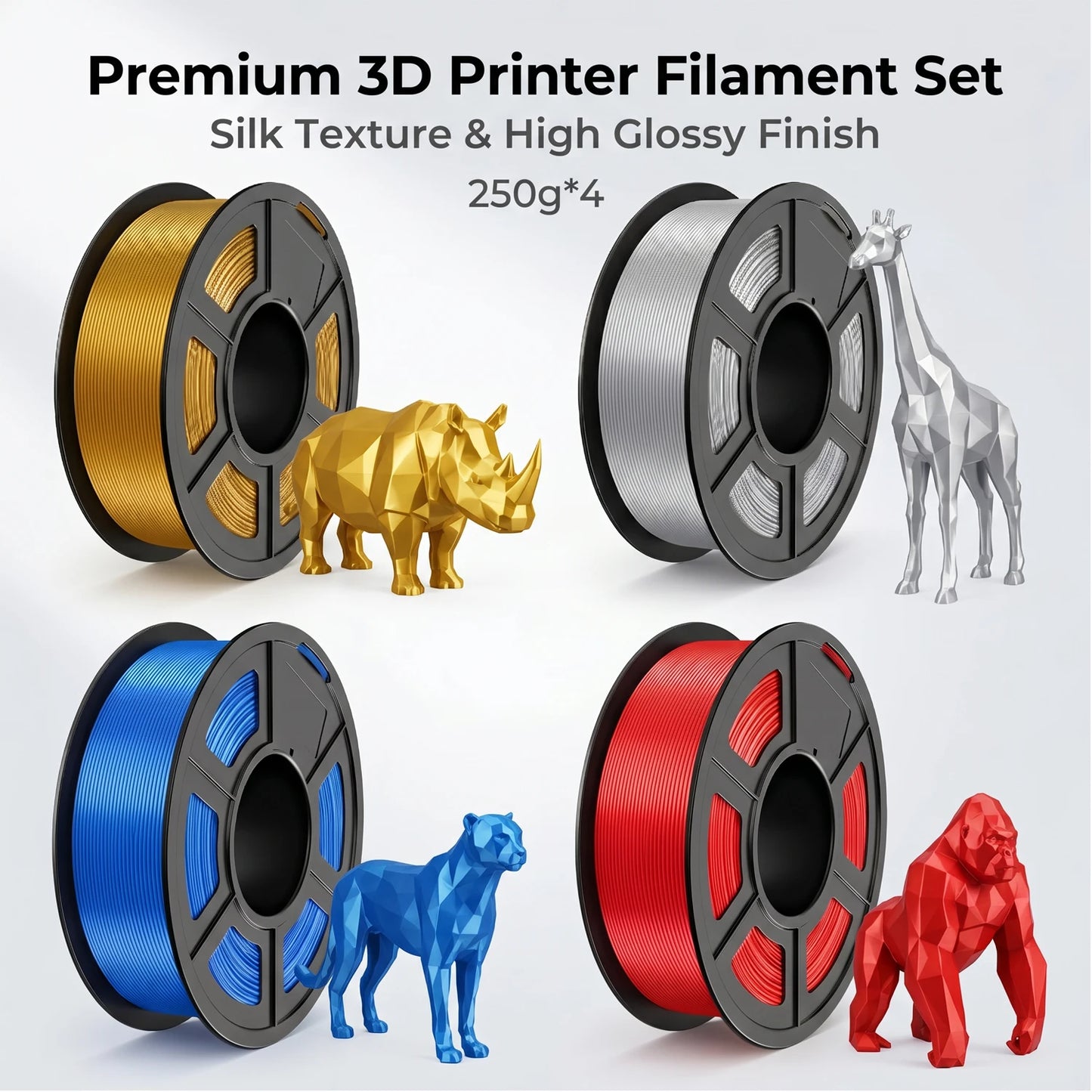 DINGSUN 3D Silk Gold PLA Filament 1.75mm – Glossy Shiny Spool