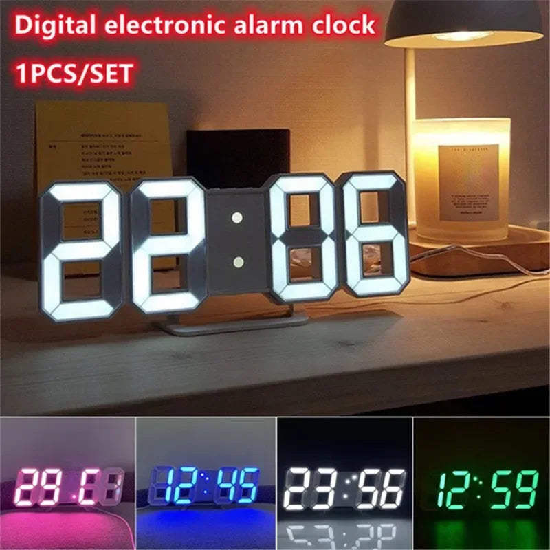 Large LED Digital Wall Clock – Night Mode, Alarm & Temp