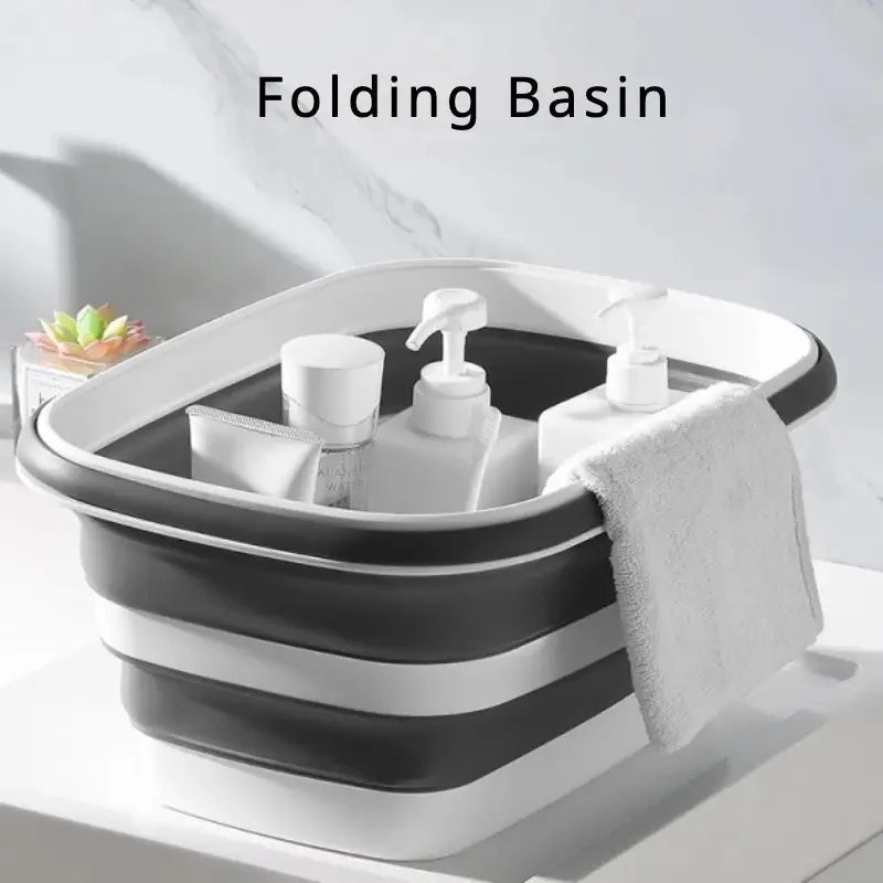 16L Collapsible Mop Bucket | Foldable Silicone Tub with Handles