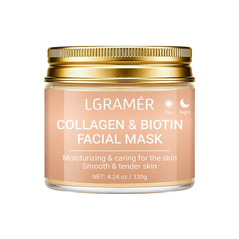 Collagen & Biotin Day Night Mask, Intense Moisturizing Hydration, Smooth Rough Skin, Make Skin Tender Soft & Glowing Facial Care Peaceful Pleasures Health and Wellness 120g