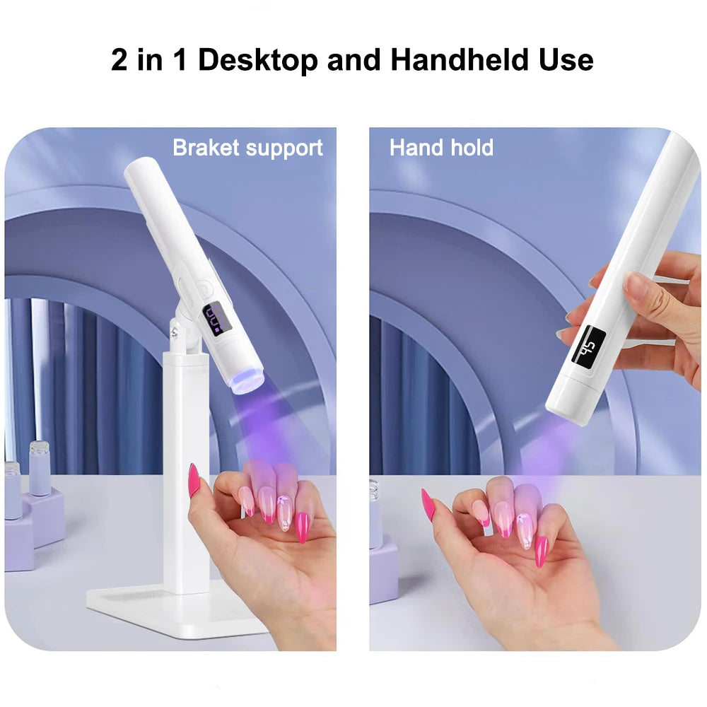 UV LED Nail Lamp Mini UV Nail Lamp for Manicure Portable Nail Dryer Stand Lamp Professional Ultraviolet Mini Nails Drying Light Peaceful Pleasures Health and Wellness