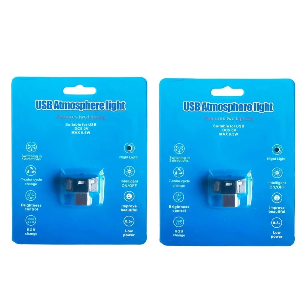 RGB USB-C Car Ambient Light – 8 Colors, Auto Sensor & Memory