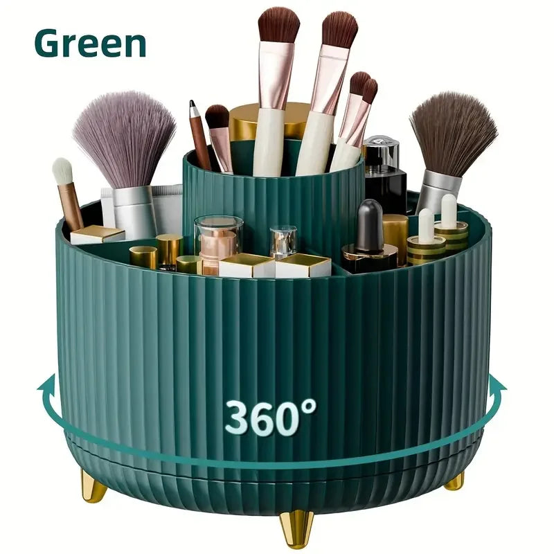 5 Slot 360° Rotating Makeup Brushes Holder Organizer Multi-Functional Desk Storage Cosmetics Storage for Vanity Desktop Bathroom Peaceful Pleasures Health and Wellness 1 pc