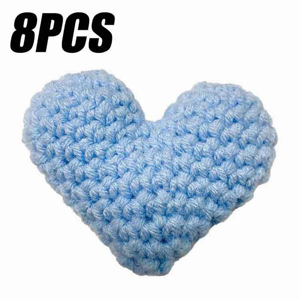 Handmade Crochet Heart Appliques 8 Pcs | Wool DIY Craft Hearts