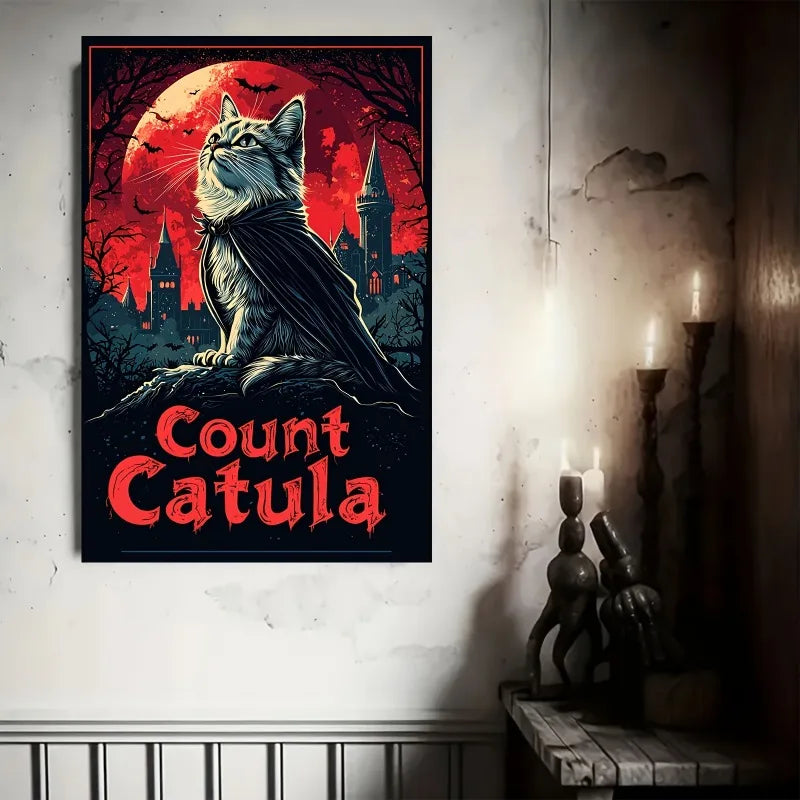 Vampire Cat Gothic Canvas Wall Art | Unframed Horror Poster Gothic Canvas Poster Peaceful Pleasures Health and Wellness