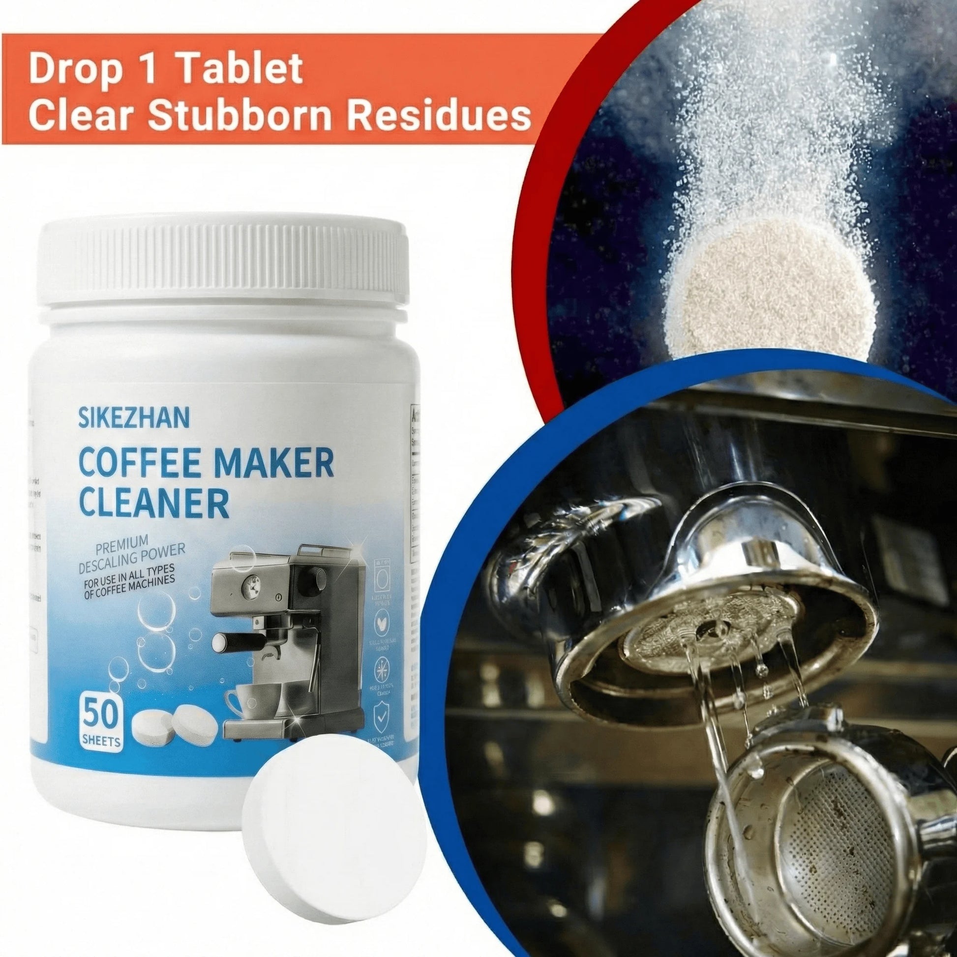 50 Sheets Universal Coffee Maker Cleaner Descaler for Keurig Nespresso Espresso Drip Machines Limescale Remover Cleaning Kit Peaceful Pleasures Health and Wellness