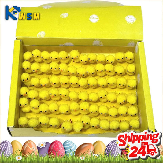 Mini Easter Chicks Flocked Figurines 24–216 PCS | Spring Decor Easter Figurine Set Oasis Select