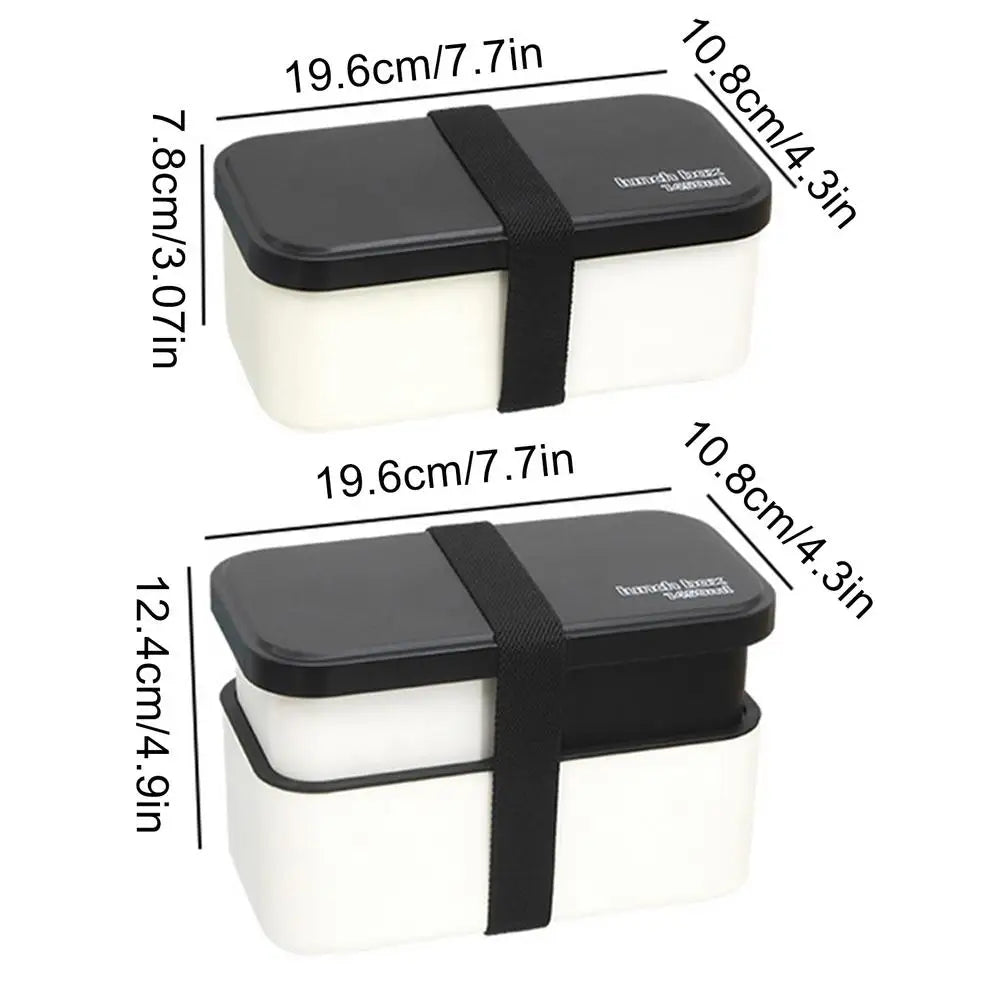 Lunch Containers 1450ml Dishwasher Safe Bowl 2-TierMeal Prep Lunch Box With Utensil Set And Sealing Strap For Work College Peaceful Pleasures Health and Wellness Black China Mainland