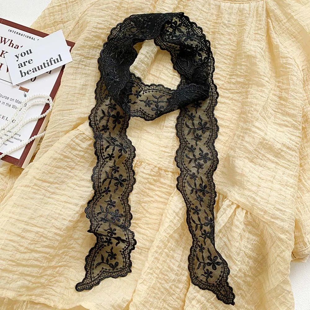 Women's Soft Lace Hair Ribbon Headband & Neck Scarf | Floral